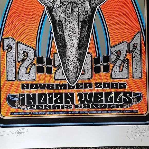 2005 Silk Screen (Gold Leaflet) Eagles Concert poster. Indian Wells CA